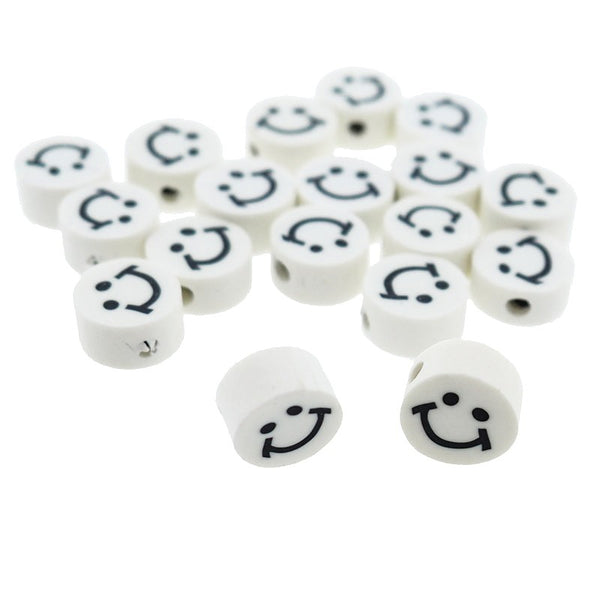 Polymer Beads Smiley White 5 pcs