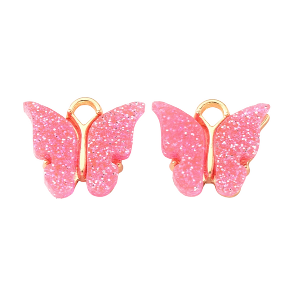 Charm Butterfly Light Pink Glitter Gold