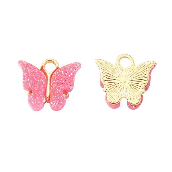 Charm Butterfly Light Pink Glitter Gold