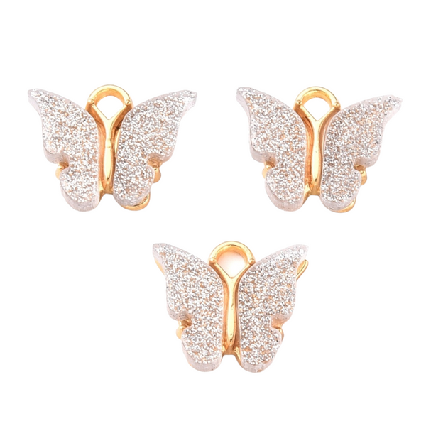Charm Butterfly White Glitter Gold