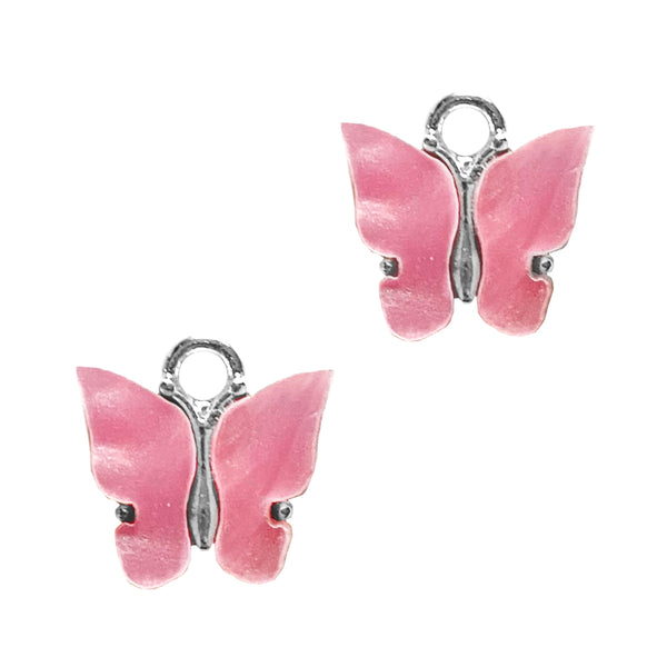 Charm Butterfly Pink Silver