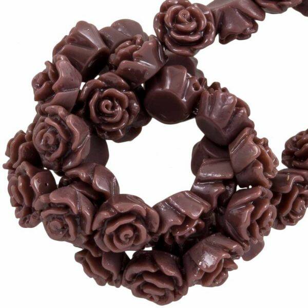Rose beads 6 x 4 mm Brown 5 pieces