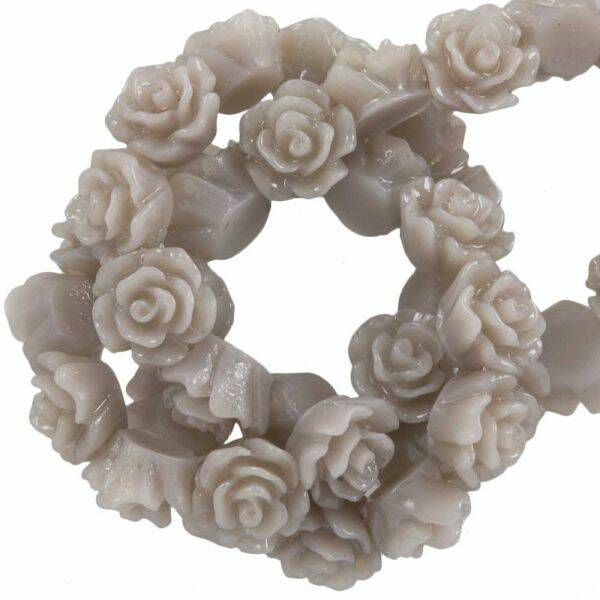 Rose beads 6 x 4 mm Gray 5 pieces