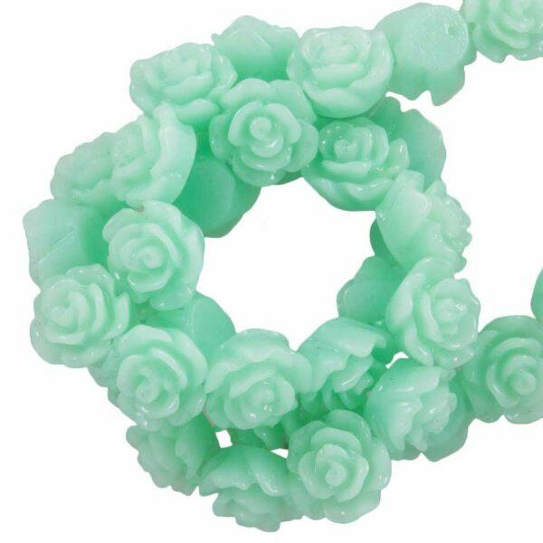 Rose beads 6 x 4 mm Mint Green 5 pieces