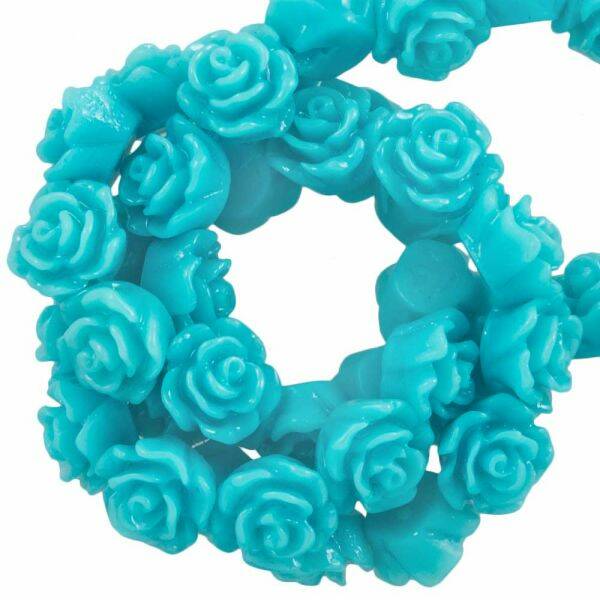 Rose beads 6 x 4 mm Light Turquoise 5 pieces