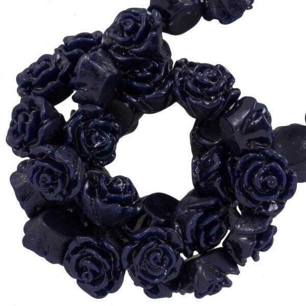 Rose beads 6 x 4 mm Dark Blue 5 pieces