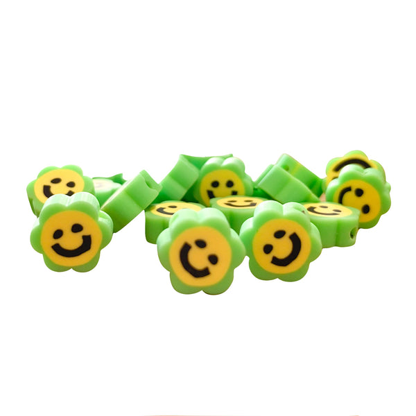 Polymeer Kralen Bloemen Smileys Groen 5 stuks