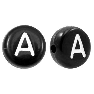 Letter Beads Acrylic A Black-White