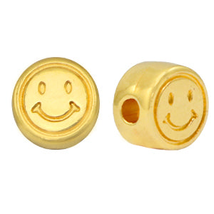 DQ Metal Bead Smiley 7mm Gold