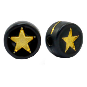 Letter Beads Acrylic Star Black-Gold approx. 100 pieces