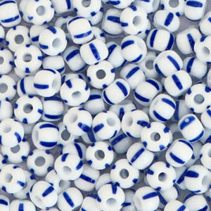4mm Rocailles Preciosa White Blue