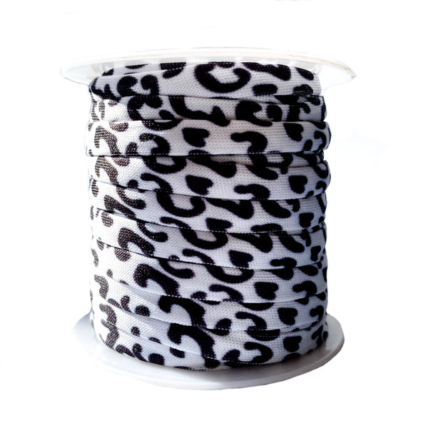 Ibiza Elastic Leopard White/Black (per 25cm)