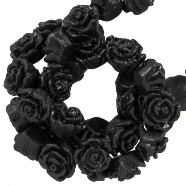 Rose beads 6 x 4 mm Black 5 pieces