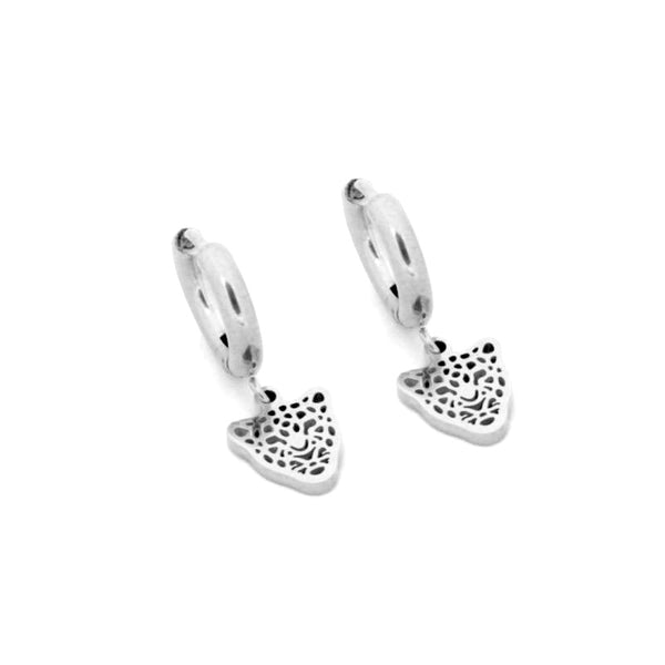 Earrings Hoop Leopard Silver