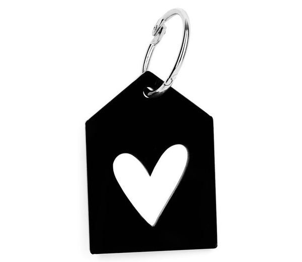 Keychain black house with heart